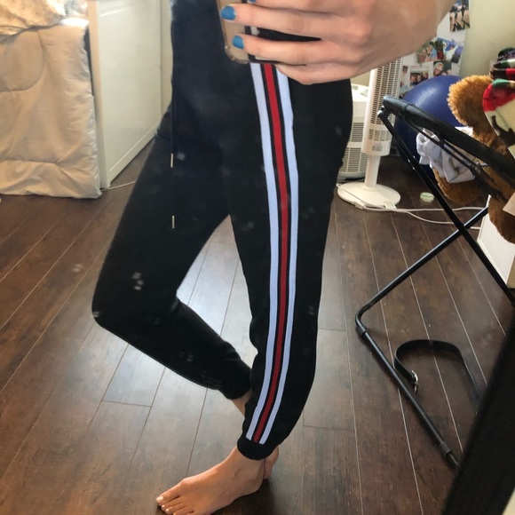 Trendy Black with red race stripe joggers - Picture 3 of 4